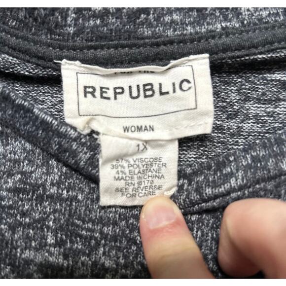 Women’s Size 1X For The Republic Heather Black Pocket T-Shirt - Picture 4 of 5